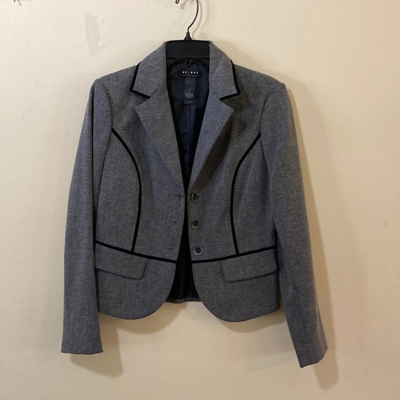 Liz Claiborne Jackets & Blazers - Axcess-Liz Claiborne Gray Marbled Business Casual Blazer with Black Piping-Sz 6